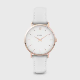 Minuit Leather White, Rose Gold Colour