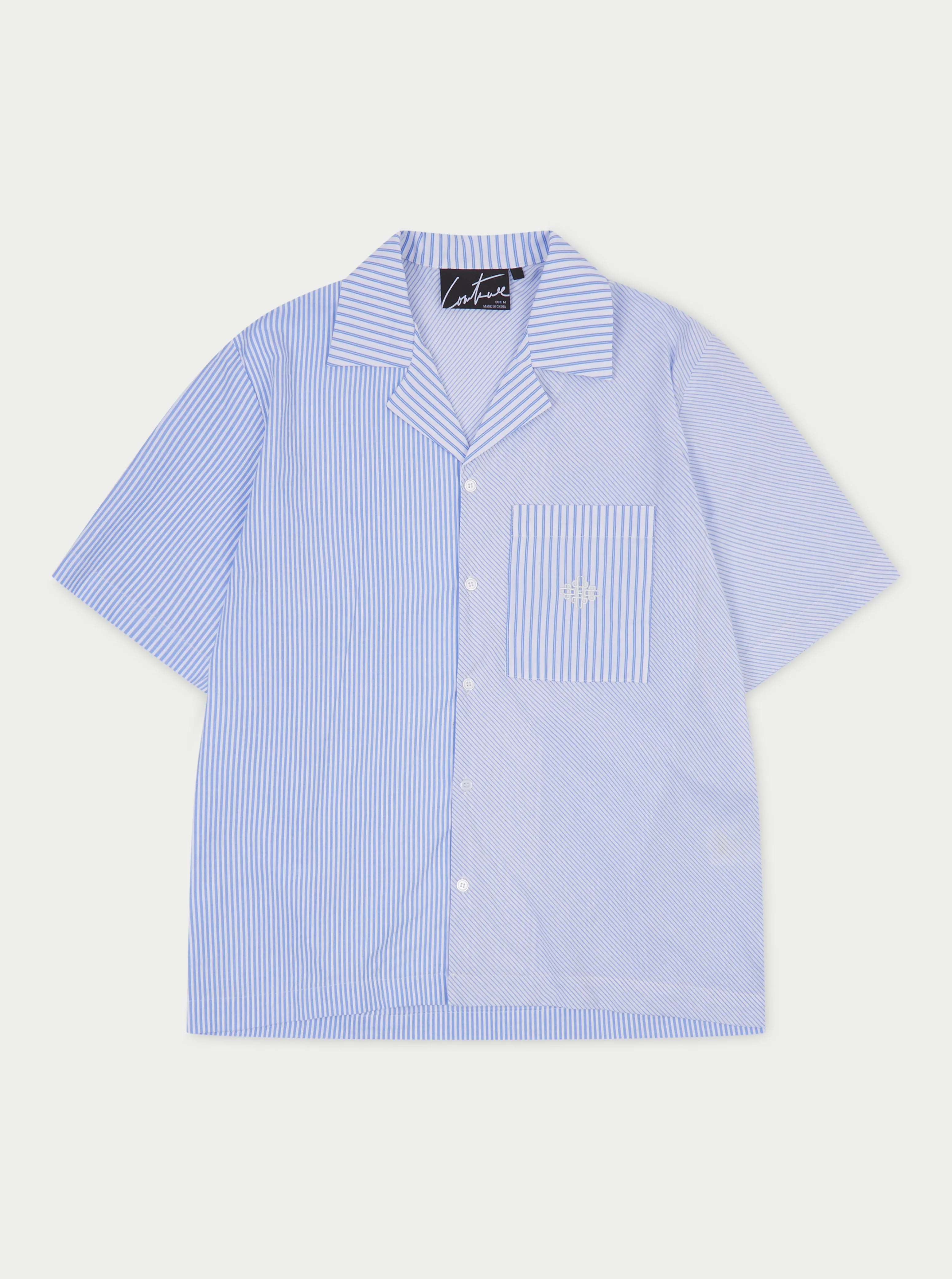 MIXED STRIPE RESORT SHIRT - BLUE