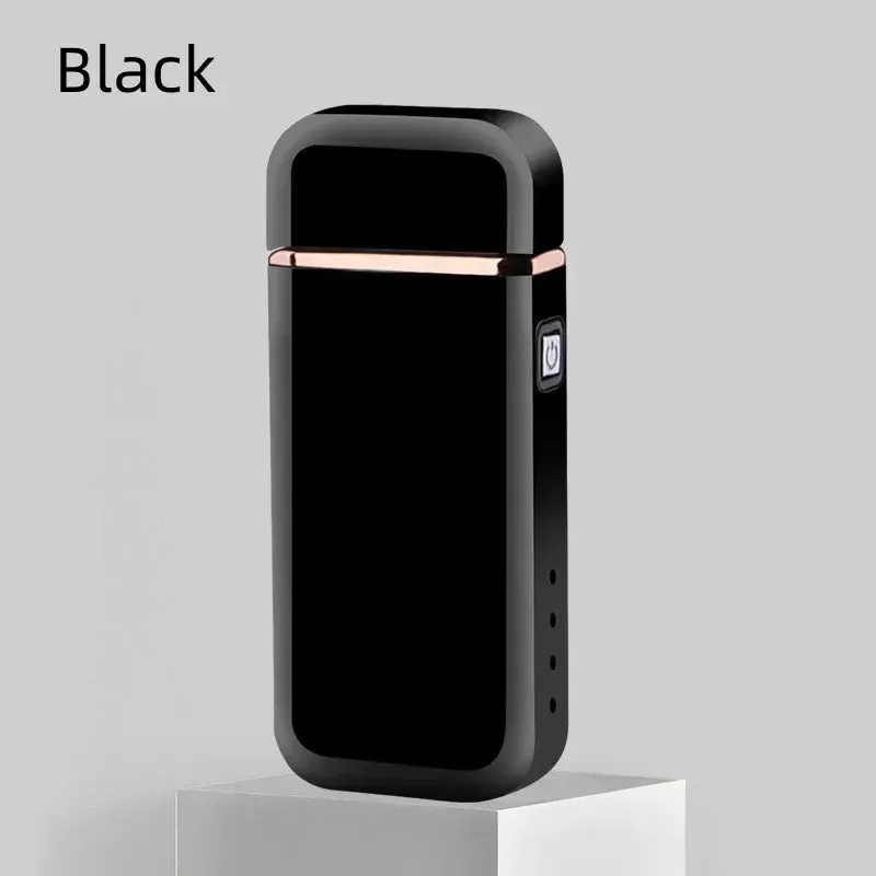 New Laser Induction Electric Double Arc USB Lighter Outdoor Windproof Metal Pulse Plasma Lighter LED Power Display Men's Gift