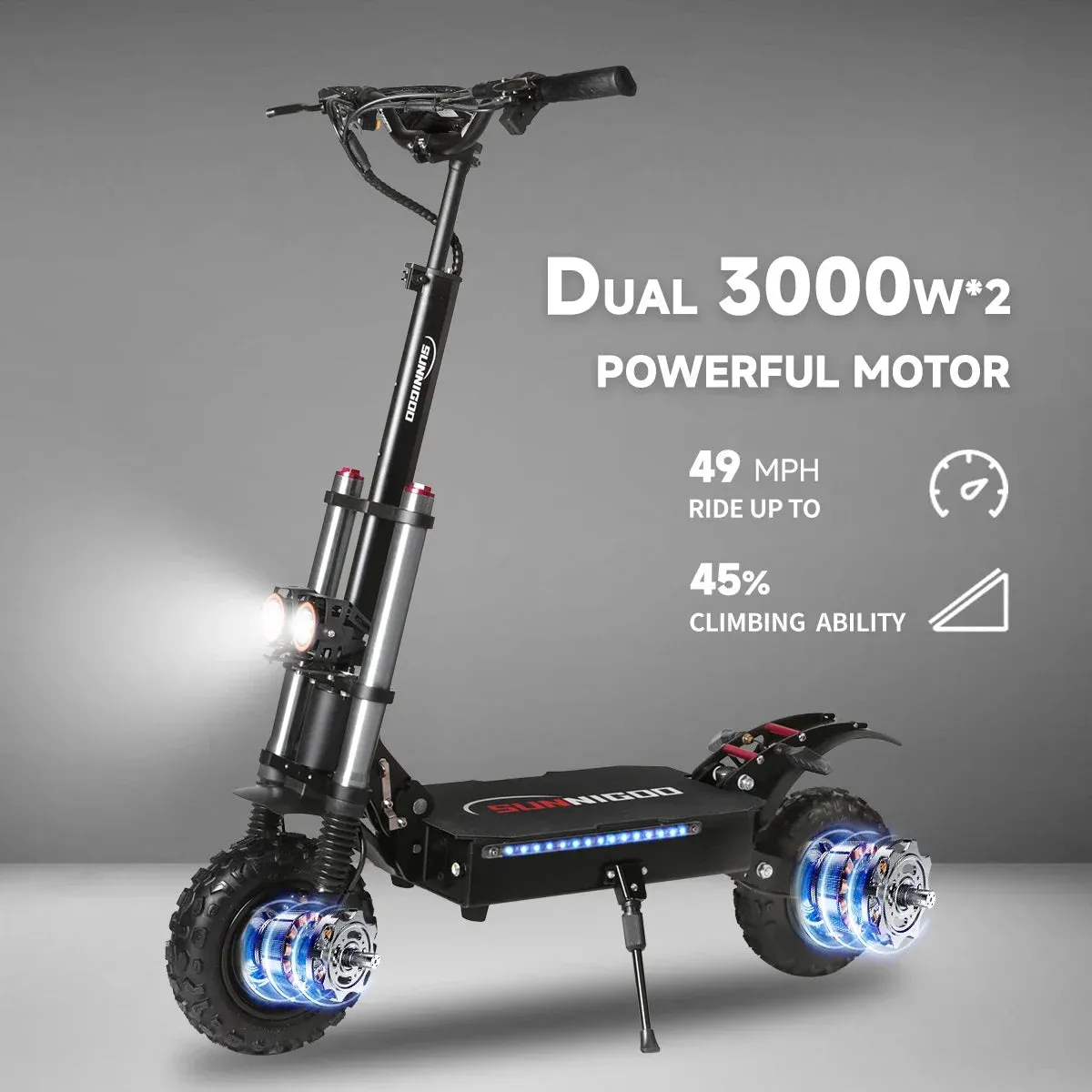 Off-Road Electric Scooter Dual Hub Motor 6000w Escooter Foldable Electric Scooters 60V 38Ah 49MPH 43-49Miles Long Range