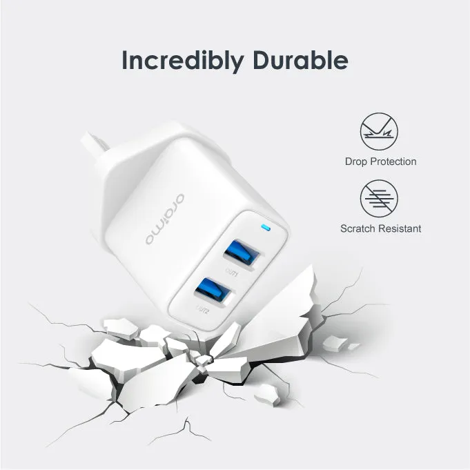 oraimo Firefly-2 5.0V/2.1A Dual USB Fast UK Wall Charger