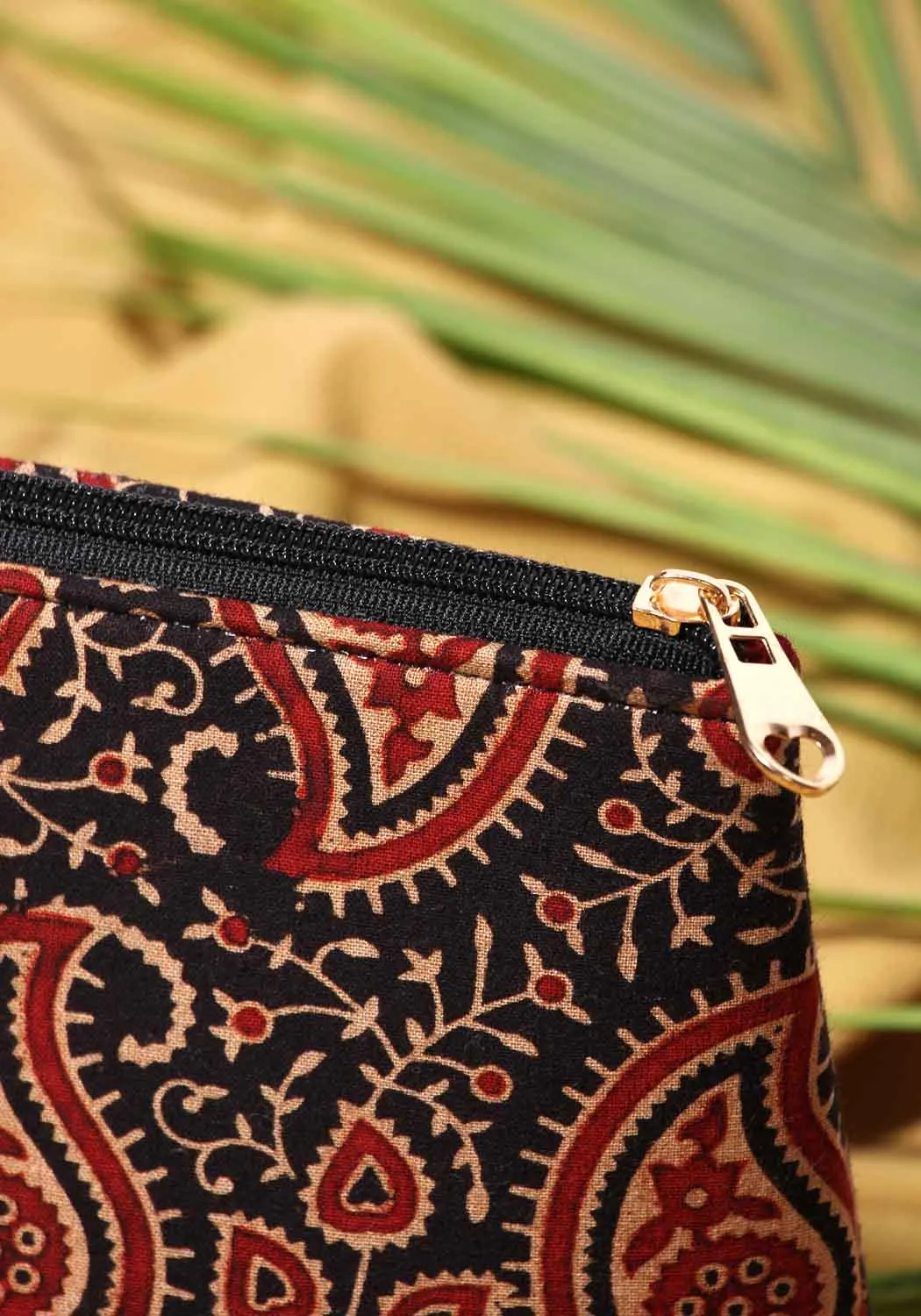 Paisley Hand Block Print Fabric Travel Pouch