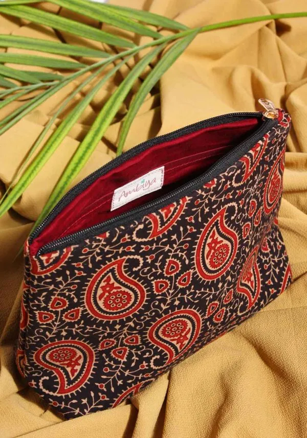 Paisley Hand Block Print Fabric Travel Pouch