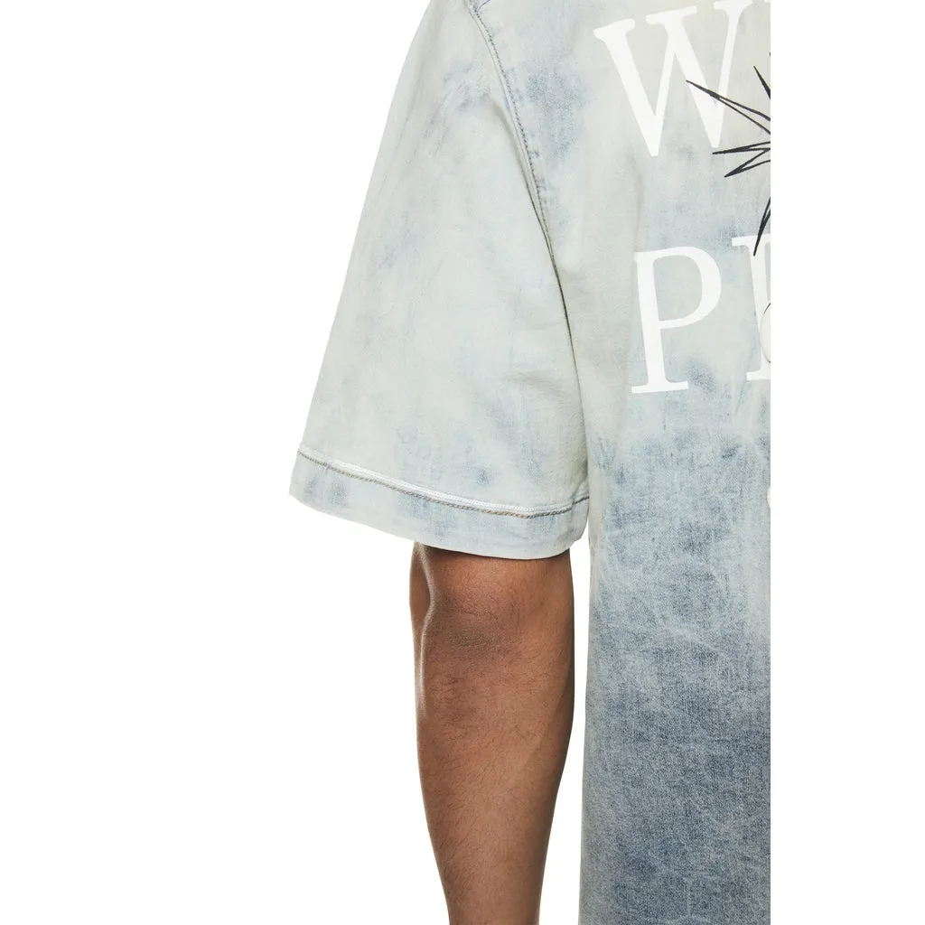 Puff Printed Graphic Resort Shirt - Elm Blue