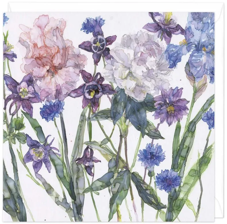 "Iris and Cornflowers" Greetings Card