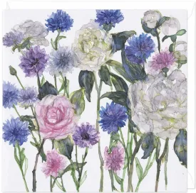 "White Peonies and Cornflowers" Greetings Card