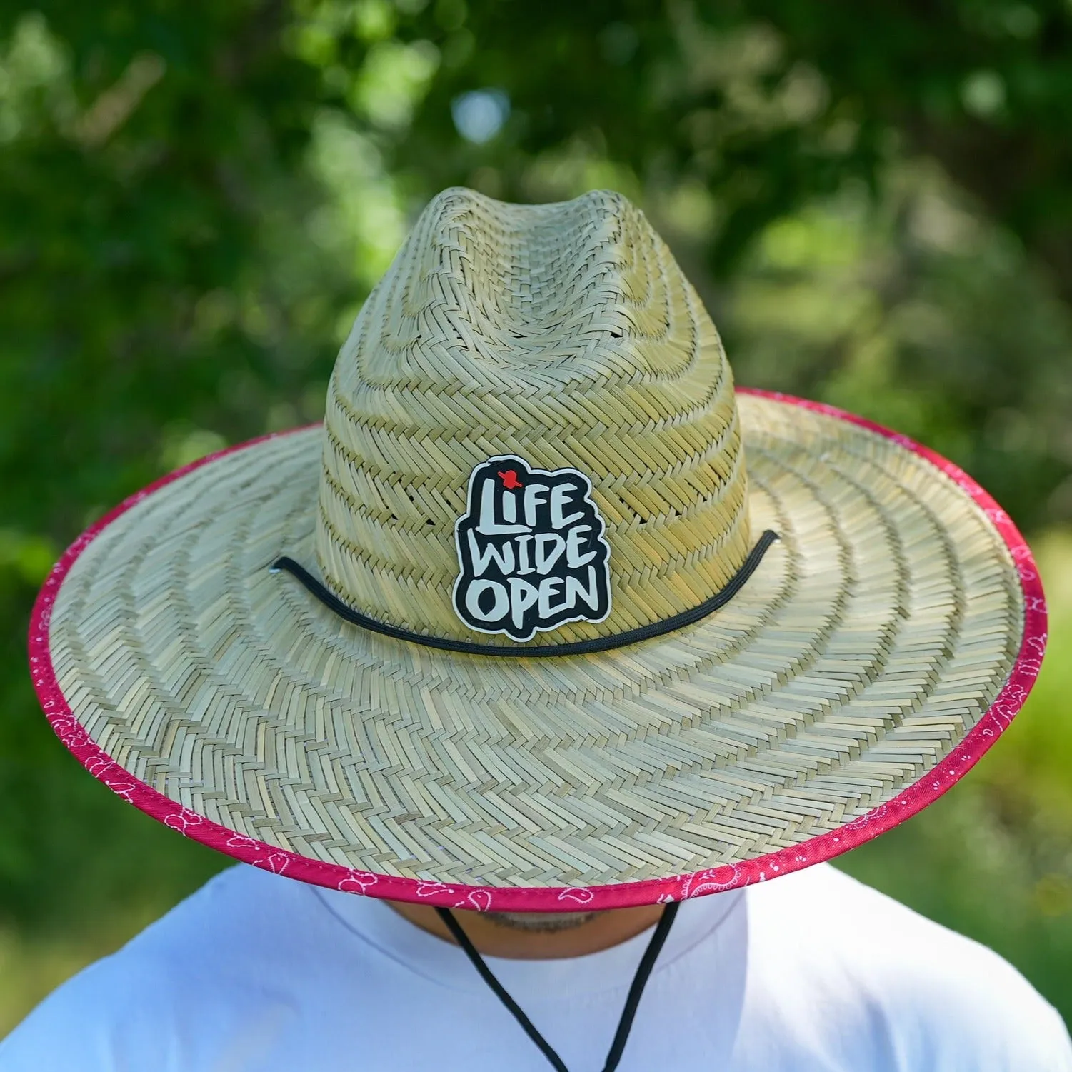 Red Bandana Straw Hat