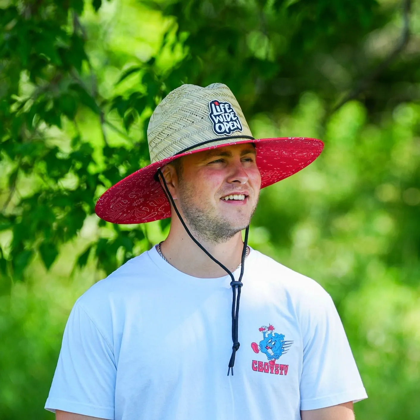 Red Bandana Straw Hat