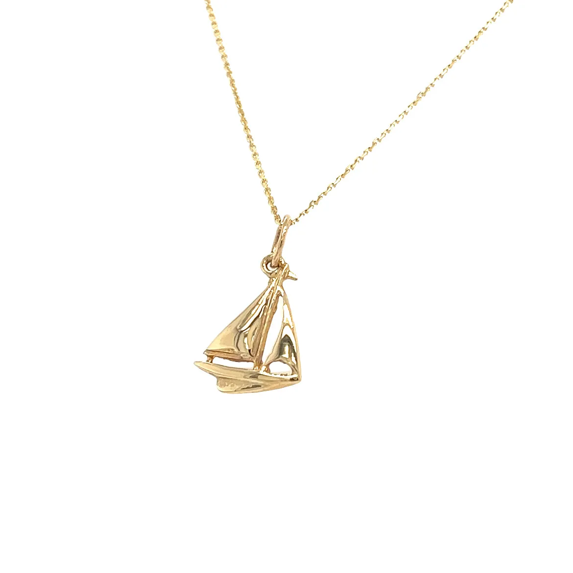 Sailboat Charm with 3D Details in 14K Yellow Gold