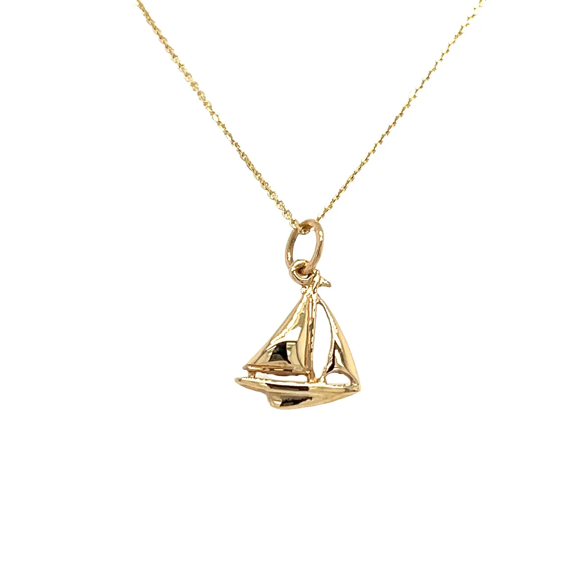 Sailboat Charm with 3D Details in 14K Yellow Gold