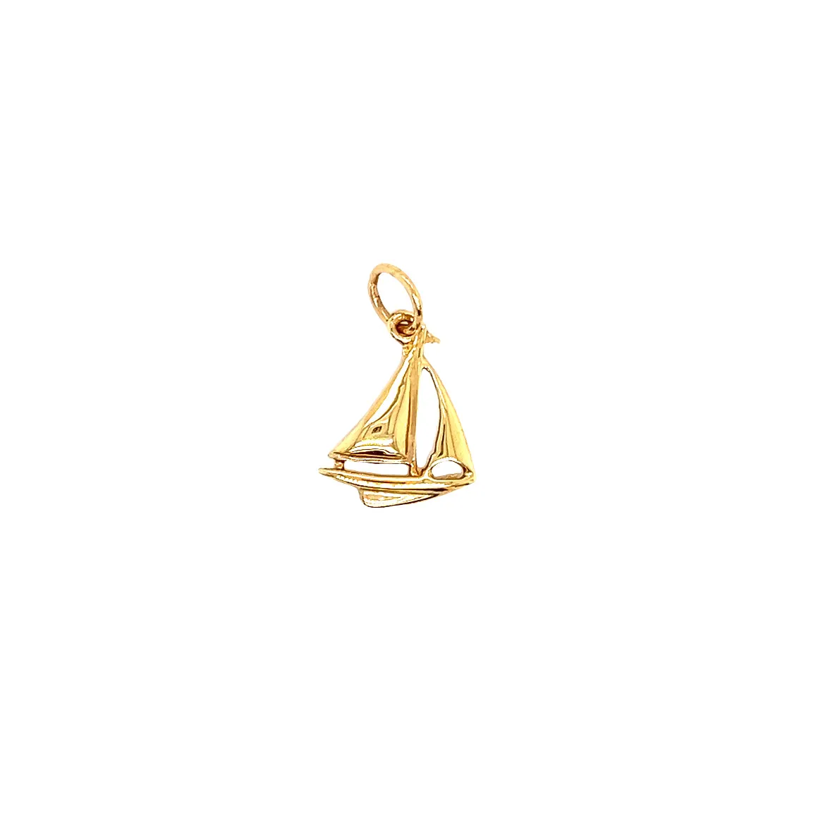 Sailboat Charm with 3D Details in 14K Yellow Gold