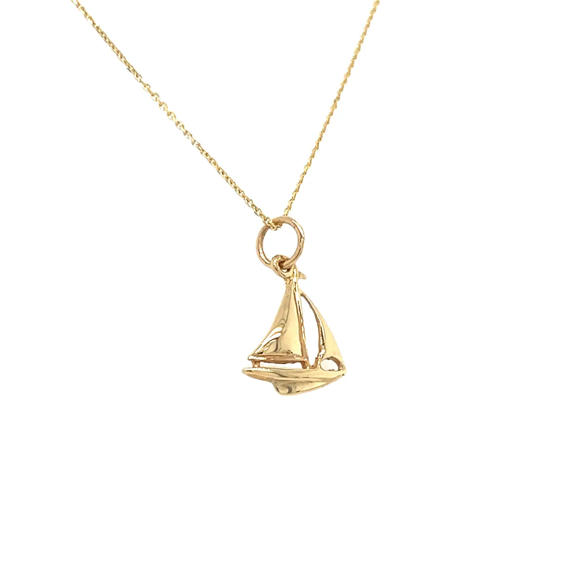 Sailboat Charm with 3D Details in 14K Yellow Gold