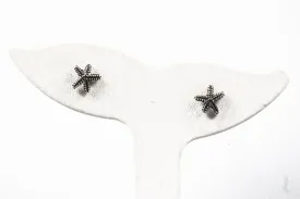 Sterling Silver Antiqued Starfish Earrings with Cubic Zirconia