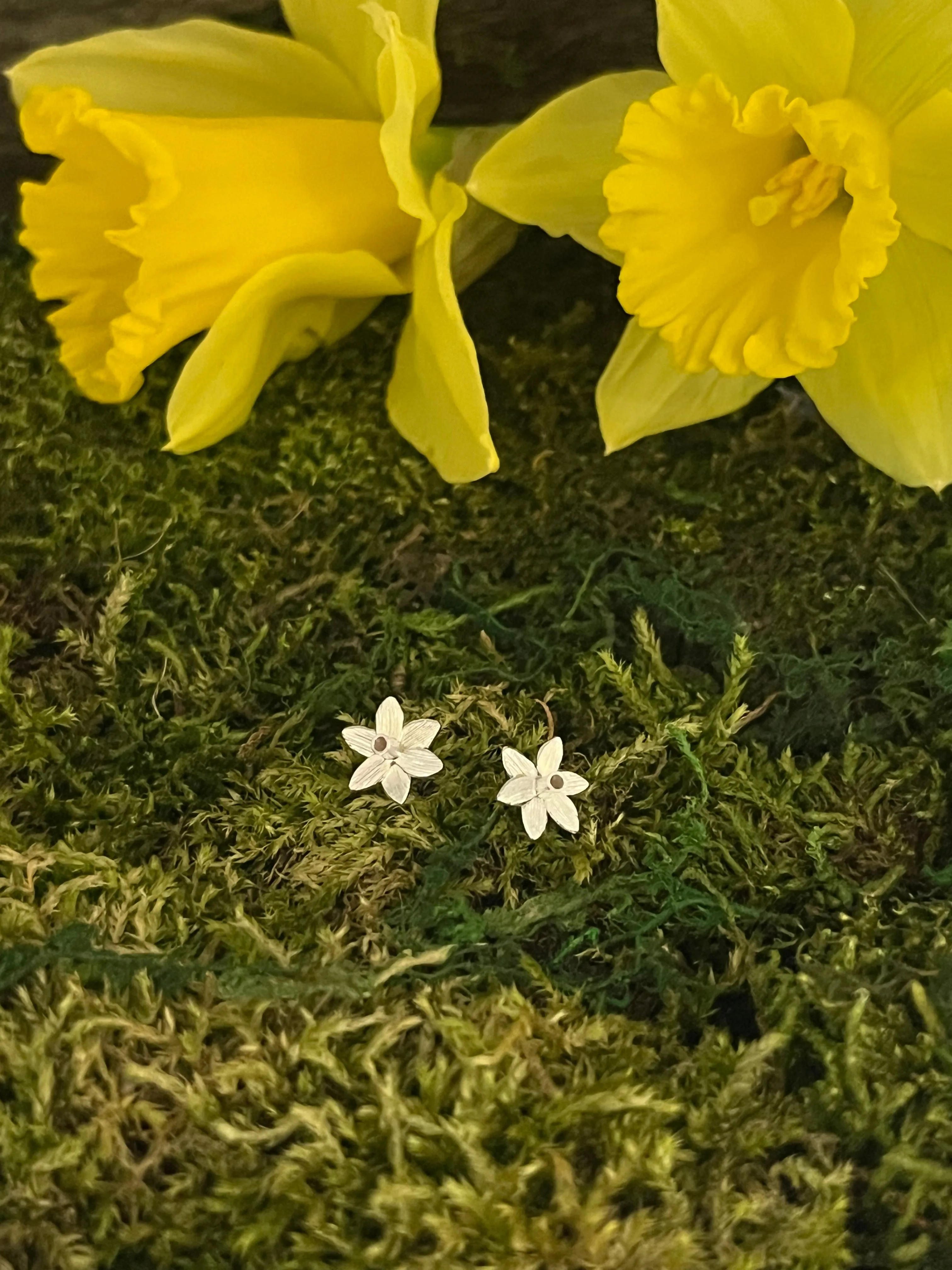 Sterling Silver Daffodil Stud Earrings