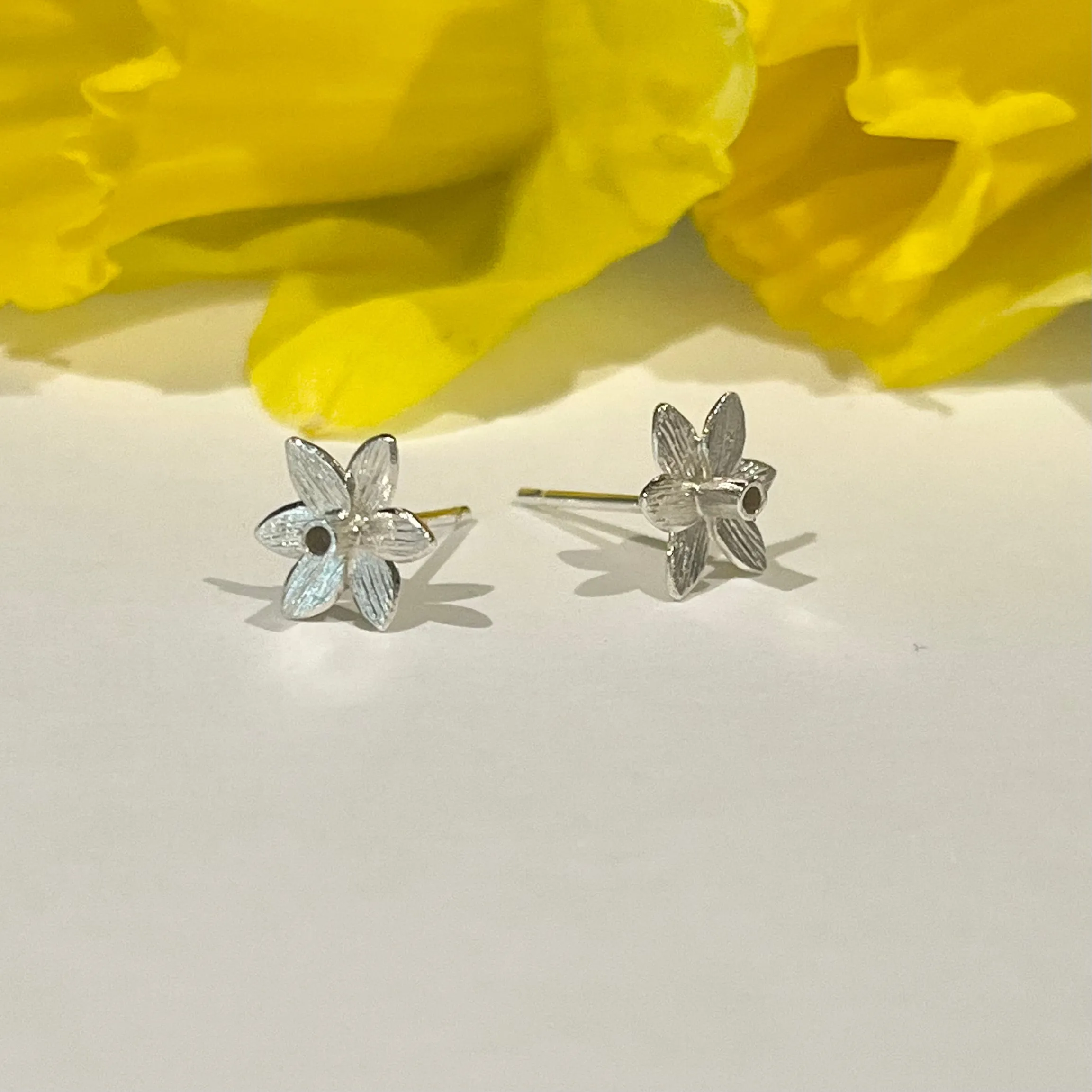 Sterling Silver Daffodil Stud Earrings