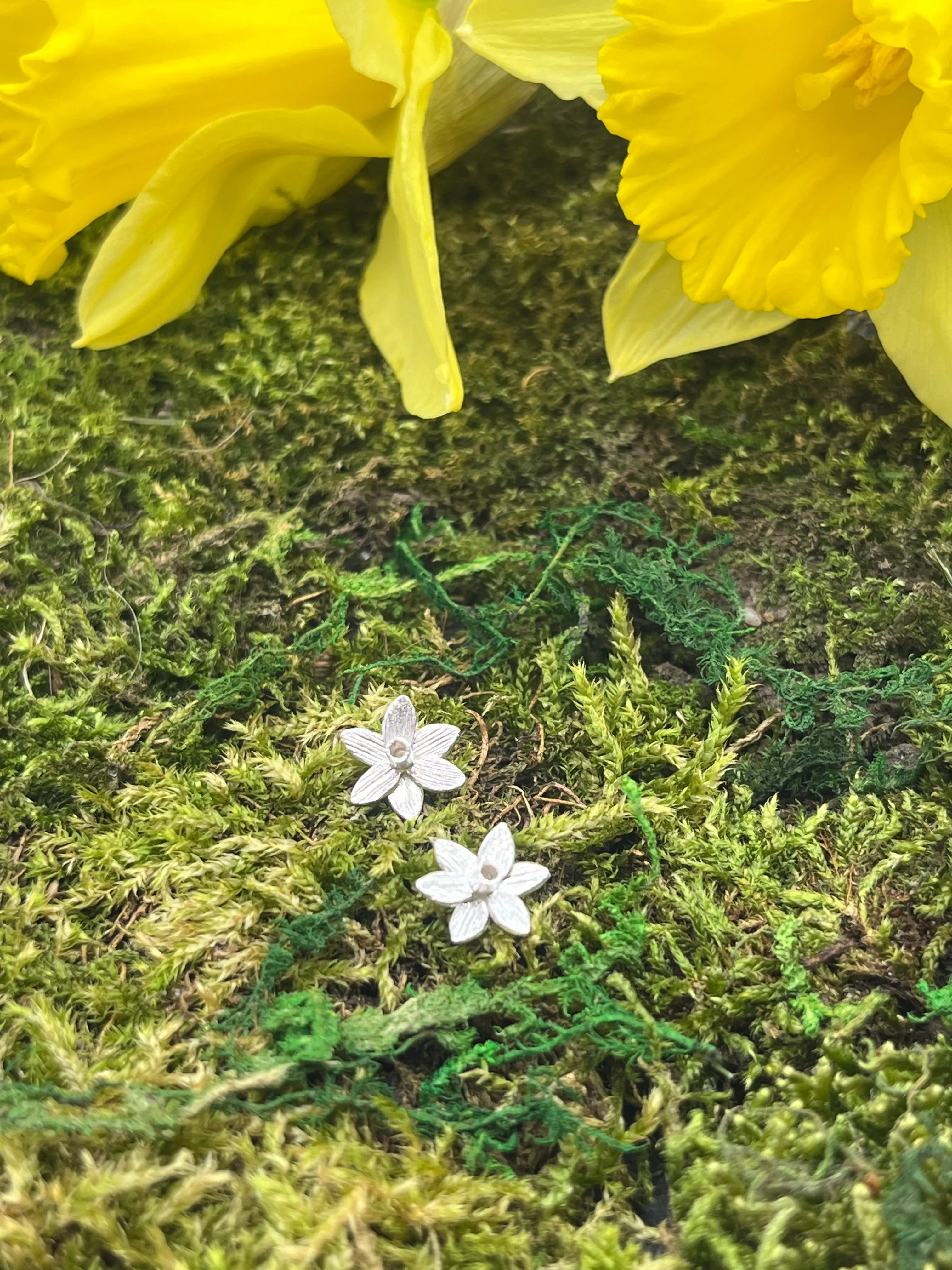 Sterling Silver Daffodil Stud Earrings