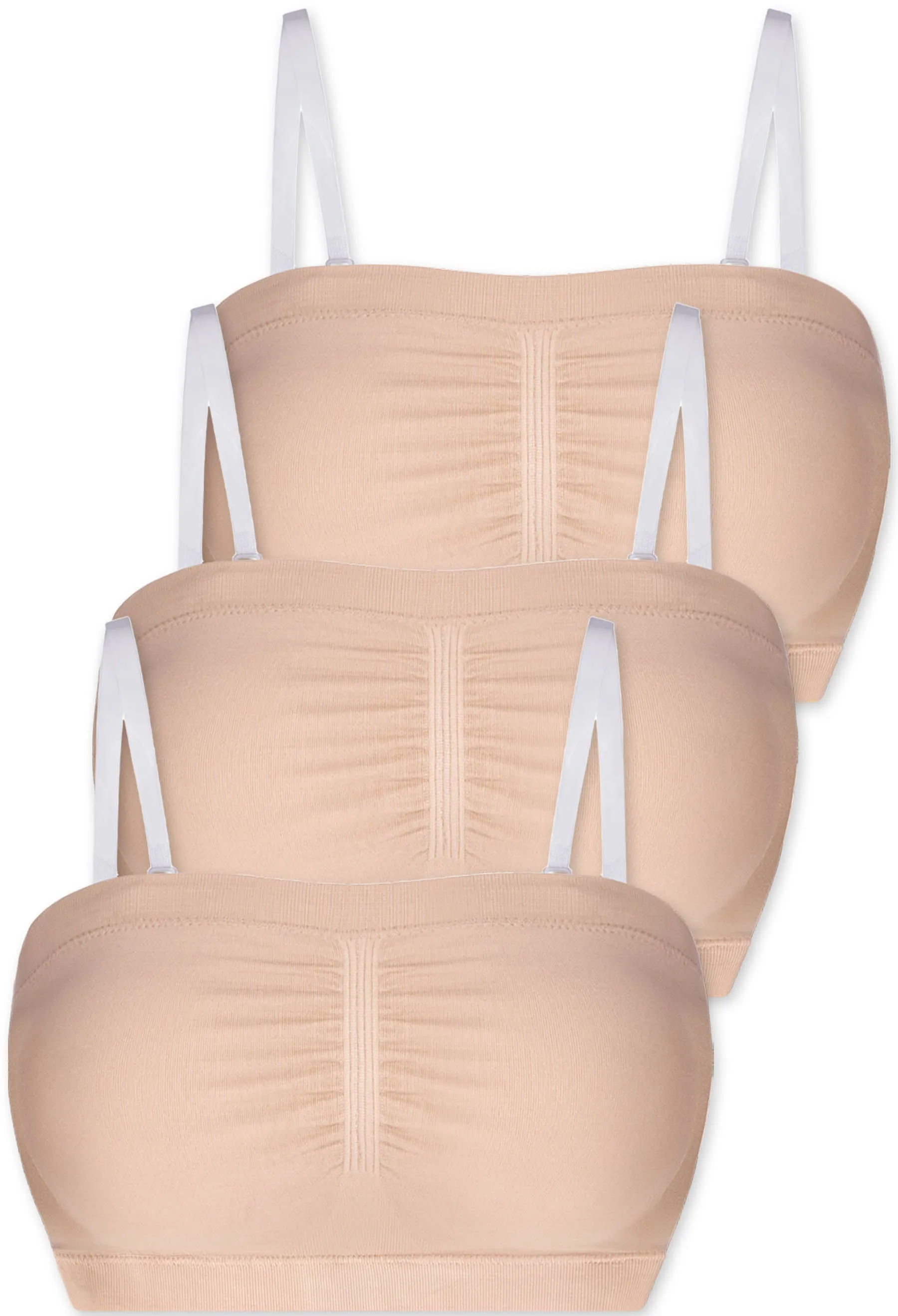 Strapless Support Bandeau with Rib Band - 3 Pack