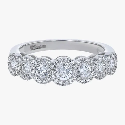 The Lab Grown Round Diamond Halo Half Band Ring