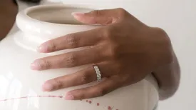 The Lab Grown Round Diamond Halo Half Band Ring