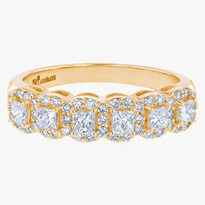 The Princess Diamond Halo Half Band Ring