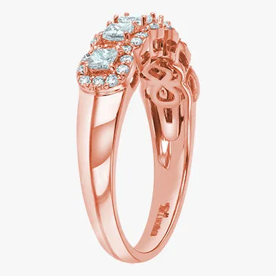 The Princess Diamond Halo Half Band Ring