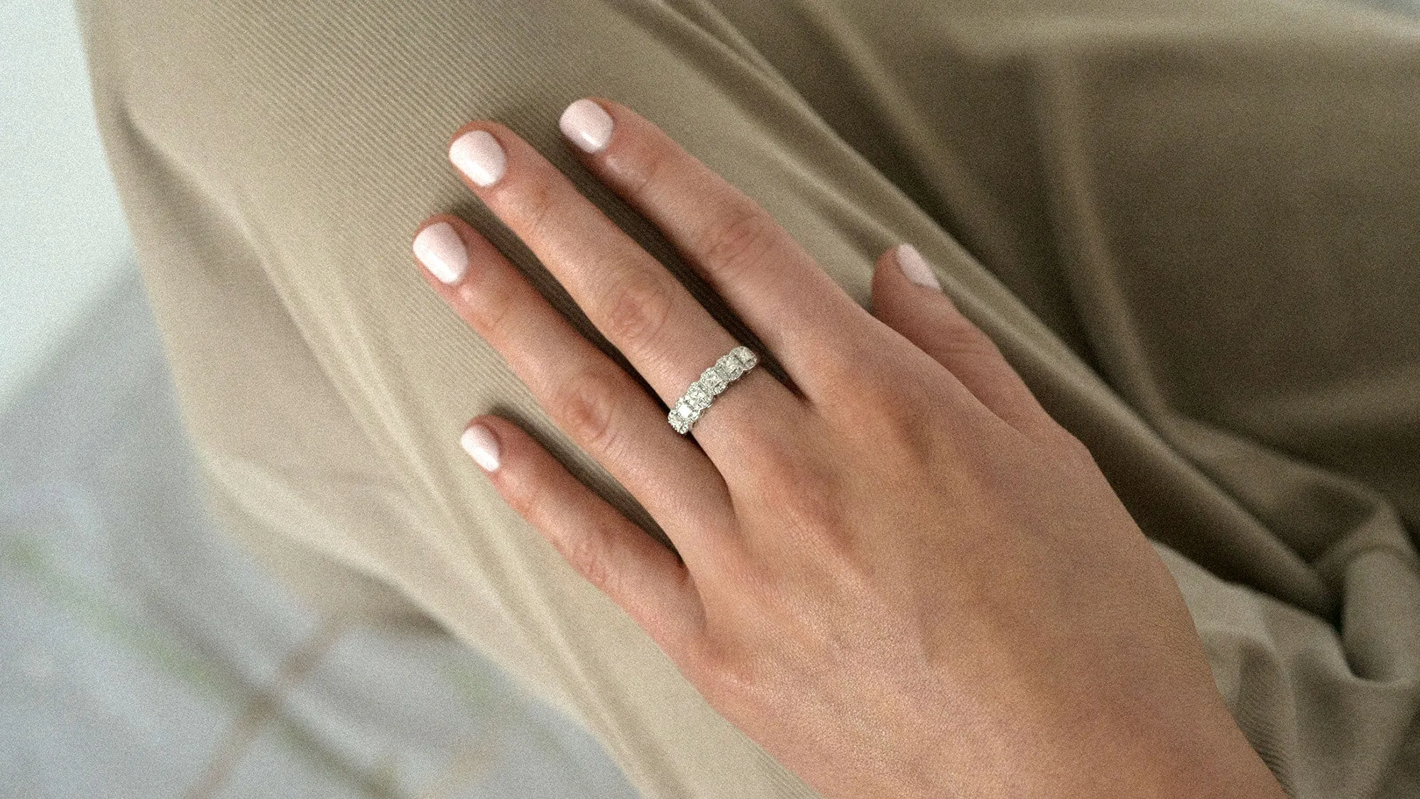 The Princess Diamond Halo Half Band Ring