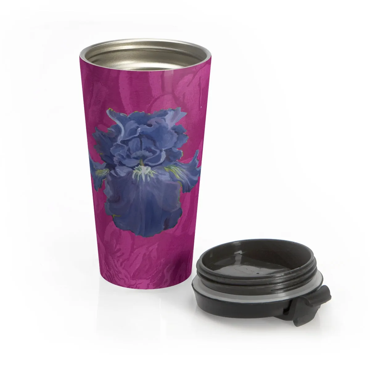 Travel Mug in Stainless Steel "Blue Iris"