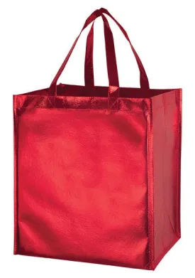 Wholesale Metallic Gloss Designer Grocery Tote Bag with Smooth Finish & Poly Board Insert - LM131015