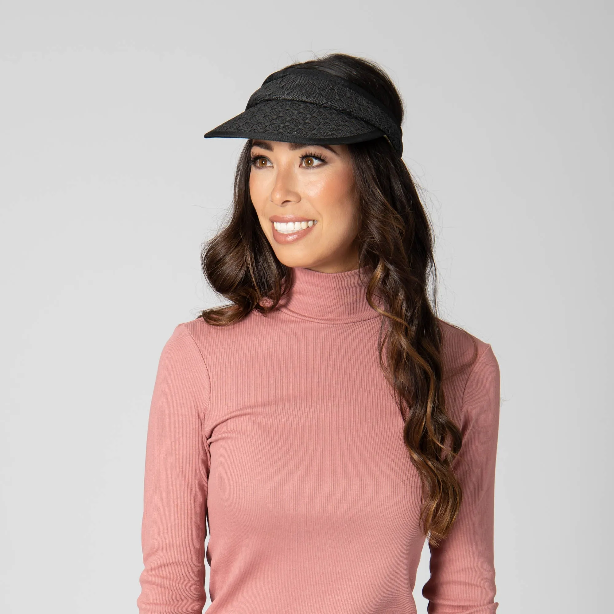 Women's Paperbraid Visor with Floral Sweatband (CTV042)