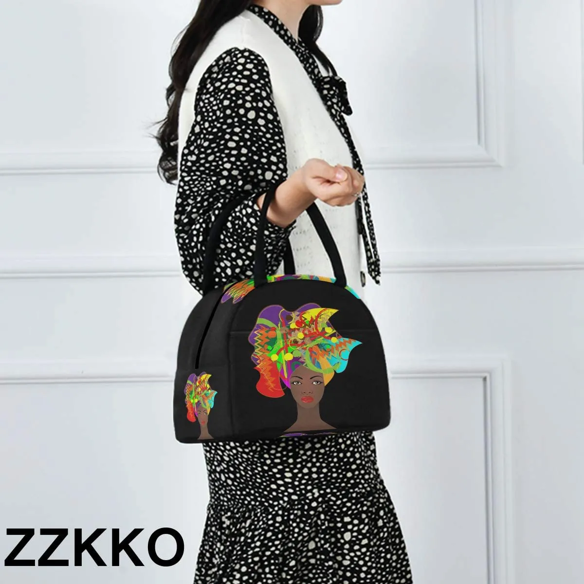 ZZKKO Floral Skull Lunch Bag Box Tote Organizer Lunch Container Insulated Zipper Meal Prep Cooler Handbag For Women Men Home School Office Outdoor Use