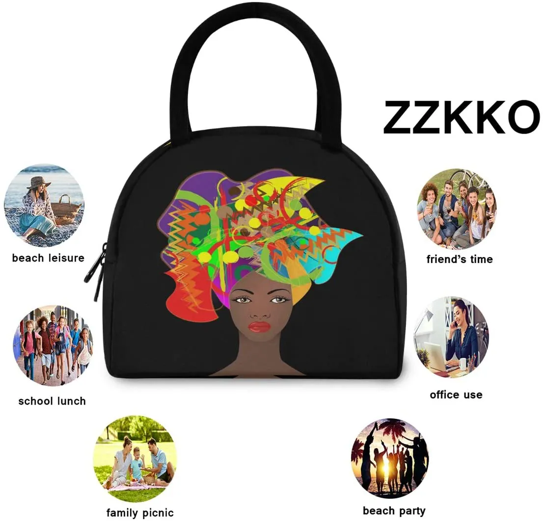 ZZKKO Floral Skull Lunch Bag Box Tote Organizer Lunch Container Insulated Zipper Meal Prep Cooler Handbag For Women Men Home School Office Outdoor Use